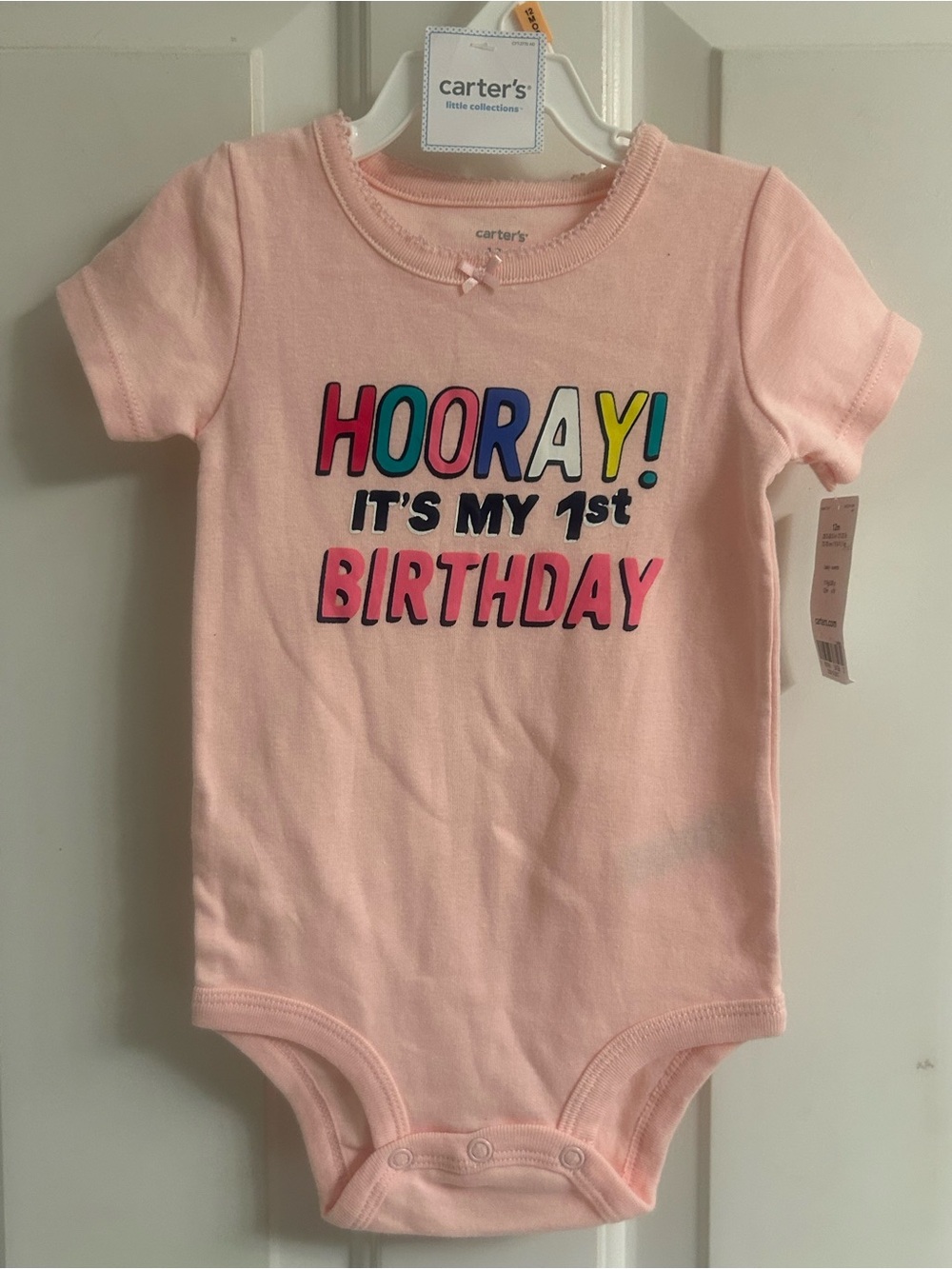 NWT-Carter's Pink "Hooray! It's My 1st Birthday" Baby One-Piece